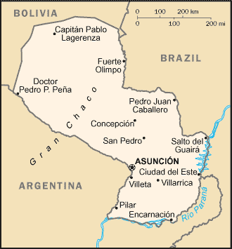 Landkarte von Paraguay