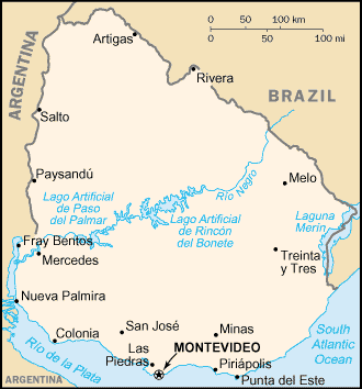 Landkarte von Uruguay